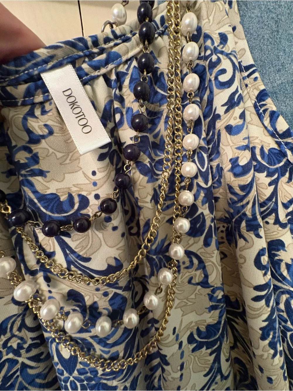 Blue and Cream Floral Maxi dress